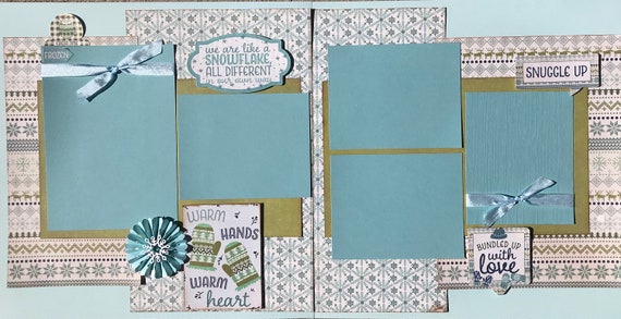 We Are Like a Snowflake, All Different in our own Way - Warm Hands, Warm Heart 2 Page Scrapbooking Layout Kit or Premade Pages