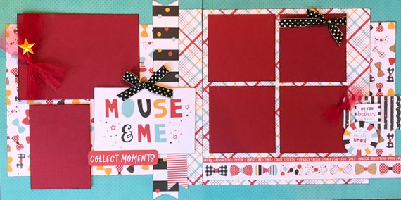 Mouse and Me - Collect Moments - Disney Inspired 2 page Scrapbooking layout Kit or Premade Scrapbooking Pages