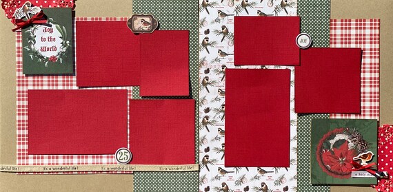 Joy to the World 2 Page Scrapbooking Layout Kit or Premade Scrapbooking Pages