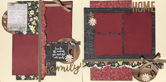 Our Forever Home - Live for the Moments you Can't put into Words - Family 2 Page Scrapbooking Layout Kit or Premade Scrapbooking Pages