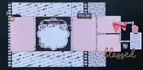 It Was Wonderful - Blessed - We Do - Wedding 2 Page Scrapbooking Layout Kit or Premade Scrapbooking Pages