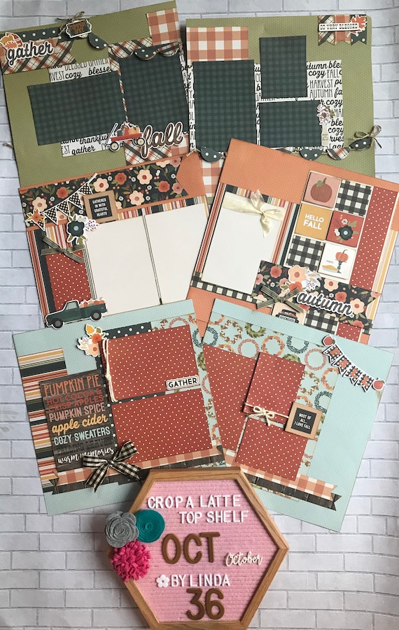 Top Shelf Kit Club October - 3 - 2 Page Scrapbooking Layout Kits -Simple Stories - Fall Farmhouse