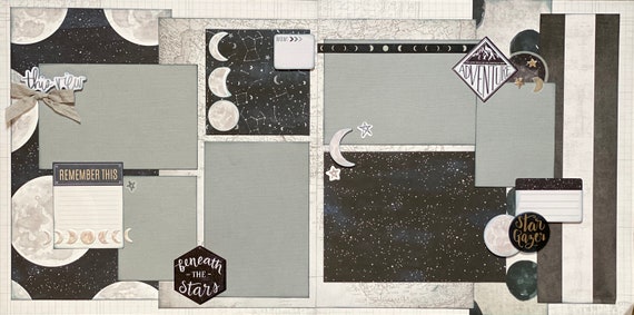 Beneath the Stars - Star Gazer 2 page Scrapbooking Layout Kit or Premade Scrapbooking Pages