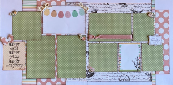 Happy Easter, Happy Spring, Happy Everything! 2 Page Scrapbooking Layout Kit or Premade Scrapbooking Pages
