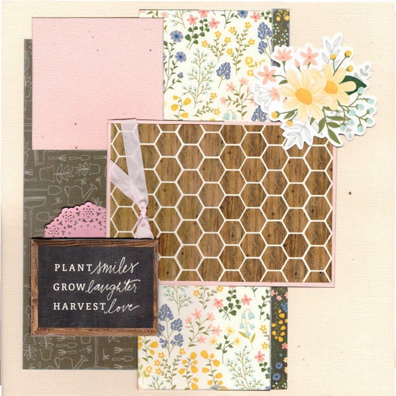Plant Smiles, Grow Laughter, Harvest Love 2 Page Scrapbooking Layout Kit Gardening