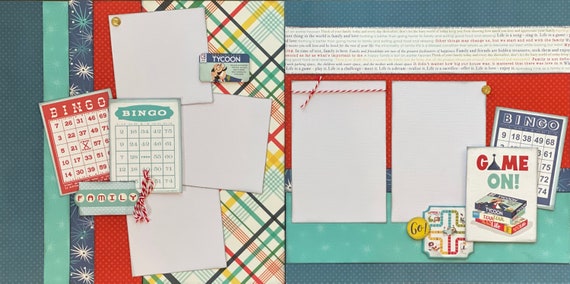 Game On! Bingo! 2 Page Scrapbooking Layout Kit or Premade pages