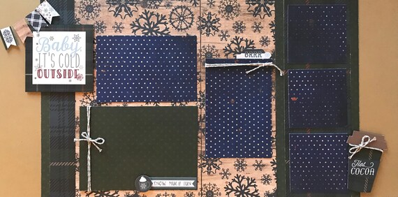 Baby It's Cold Outside - Hot Cocoa 2 Page Scrapbooking layout Kit or Premade Scrapbooking Pages