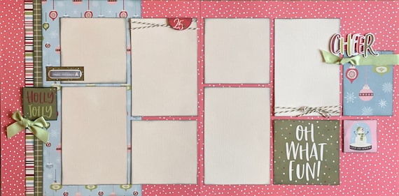 Holly Jolly - Cheer / Oh What Fun! 2 Page Scrapbooking Layout Kit or Premade Scrapbooking Pages