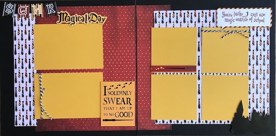 I Do Solemnly Swear I'm Up to No Good - You're Lucky I can't use Magic Outside of School 2 Page Scrapbooking Layout Kit or Premade Pages