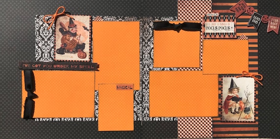 I've Got You Under my Spell - It's Just a Bunch of Hocus Pocus 2 Page Scrapbooking Layout Kit or Premade Scrapbooking Pages