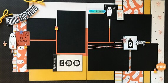 Boo to You! Be Spooky-Halloween 2 Page Scrapbooking Layout Kit or Premade Scrapbooking Pages