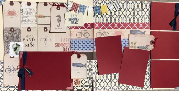 Lazy Summer Days - Beach 2 Page Scrapbooking Layout Kit or Premade Pages