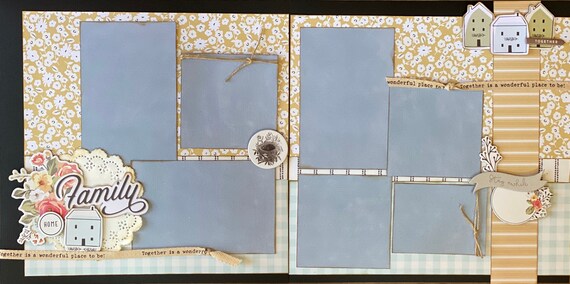 Family Home- Stay Awhile - 2 Page Scrapbooking Layout Kit or Premade Scrapbooking Pages