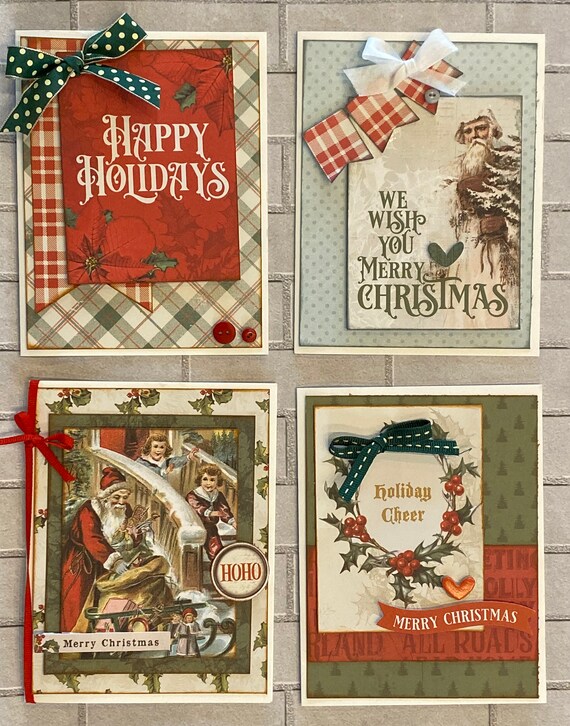Old Time Christmas Themed Card Kit- 4 pack