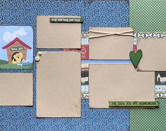 homework dog birthday Good Dog - The Dog Ate My Homework - Dog Scrapbooking 2 Page Scrapbooking Layout Kit or Premade Pages Dog diy craft kit
