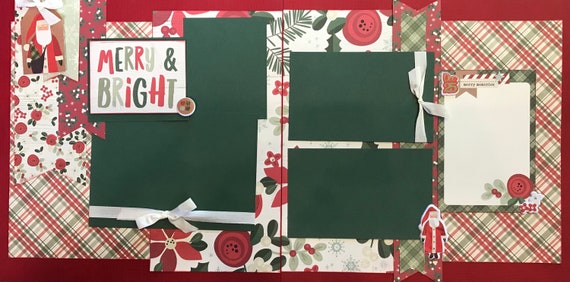 Merry and Bright 2 Page Scrapbooking layout Kit or Premade Scrapbooking Pages