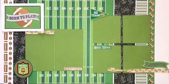Born to Play Football 2 page Scrapbooking Layout Kit or Premade Scrapbooking Pages