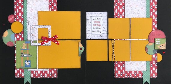 You Say Crazy Cat Lady Like it's a Bad Thing 2 Page Scrapbooking Layout Kit or Premade Scrapbooking Pages