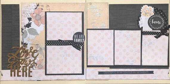 Love Grows Here - We are Family 2 page scrapbooking layout kit or Premade Scrapbooking Pages