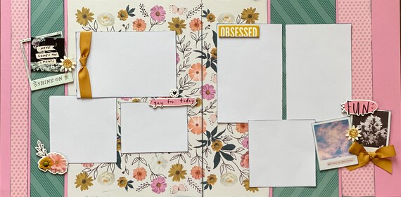 Here Comes the Fun - Shine On! Obsessed! 2 page Scrapbooking Layout Kit or Premade Scrapbooking Pages