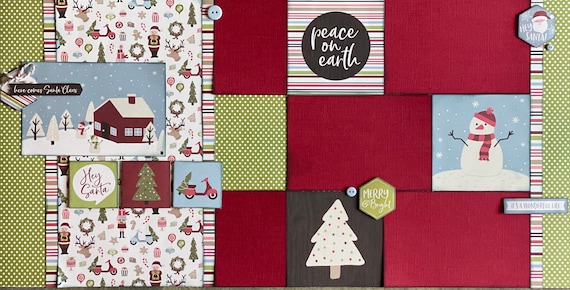 Here Comes Santa Claus - Christmas 2 Page Scrapbooking Layout Kit or Premade Scrapbooking Pages
