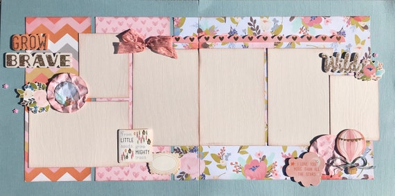 Grow, Brave, Wild - From Little Seeds...Grow Mightly Trees - Girl 2 page Scrapbooking Layout Kit or Pre Made Pages