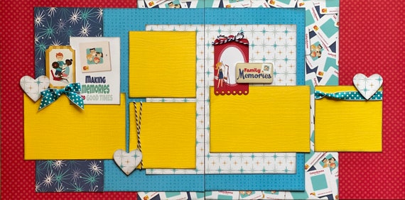 Making Memories and Good Times - Family Memories 2 Page Scrapbooking Layout Kit or Premade pages