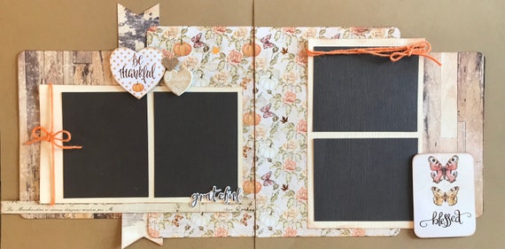 Be Thankful, Grateful, Blessed - Autumn is Love 2 Page Scrapbooking Layout Kit or Pre Made Scrapbooking Pages