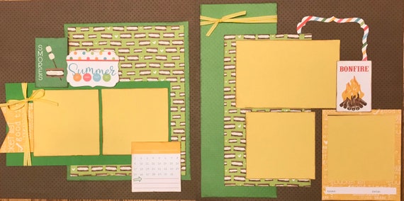 S'Mores Summer - Go, See, Eat, Do 2 page Scrapbooking Layout Kit or Premade Pages