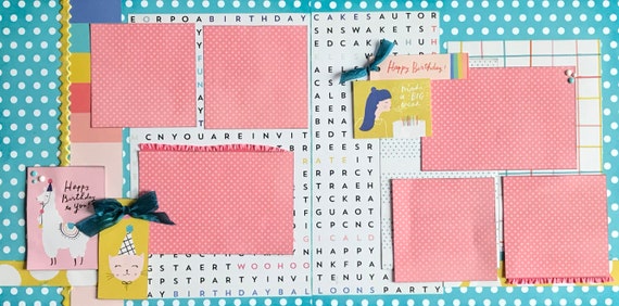 Happy Birthday to you - Make a Big Wish! 2 Page Scrapbooking layout KIt or Premade Scrapbooking Pages