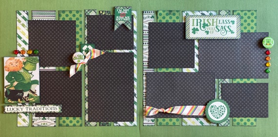 Irish Lass Full of Sass - Lucky Charm 2 page Scrapbooking Layout Kit or Premade Pages