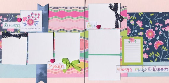 Love Grows Wild - always Make it happen 2 Page Scrapbooking layout Kit or Premade Scrapbooking Pages