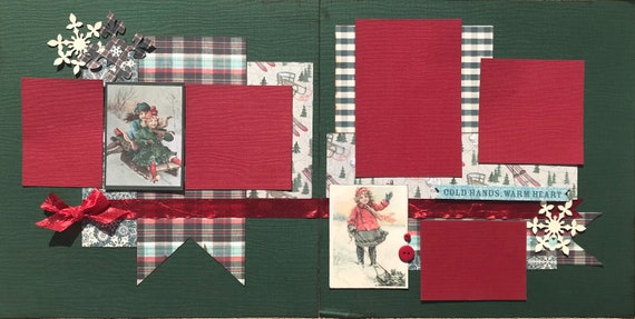 Cold Hands Warm Heart - Winter 2 page Scrapbooking Layout Kit or Premade Scrapbooking Pages