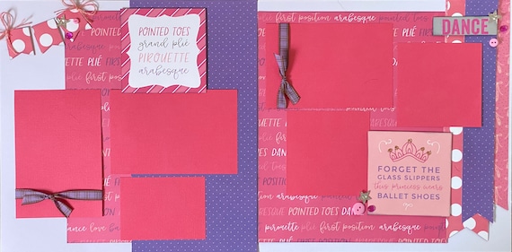Pointed Toes, Grand Plie, Pirouette, and Arabesque - Ballet 2 page scrapbooking layout kit or Premade Scrapbooking Pages