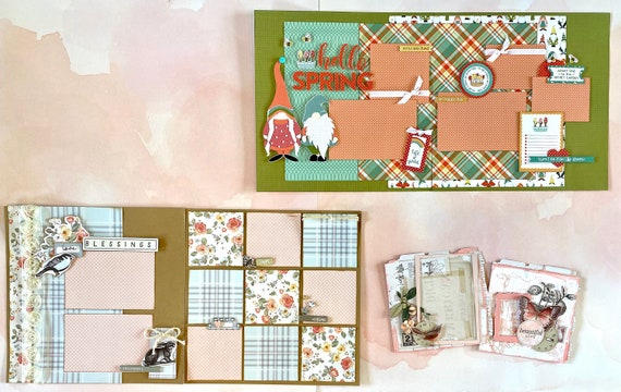 NOCO Crop Stop Kit of the Month - March / Spring - 2 page Scrapbooking Layout Kits, 1 Mixed Media Project