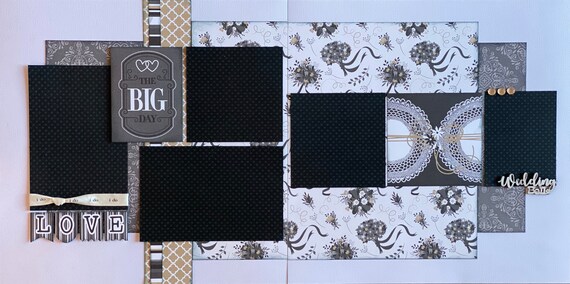 The Big Day - LOVE 2 Page Scrapbooking Layout Kit or Premade Scrapbooking Pages
