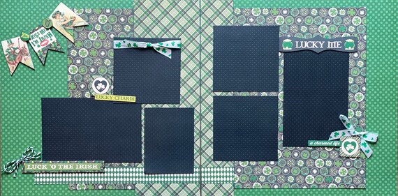 Kiss Me I'm Irish - Luck of the Irish 2 page Scrapbooking Layout Kit or Premade Pages