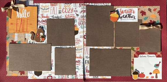 Hello Fall - Sweater Weather 2 Page Scrapbooking Layout Kit or Pre-Made Scrapbooking Pages