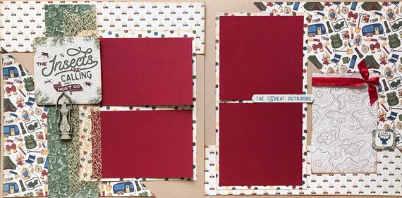 The Insects are Calling and I Must Go 2 page Scrapbooking Layout Kit or Premade Scrapbooking Pages