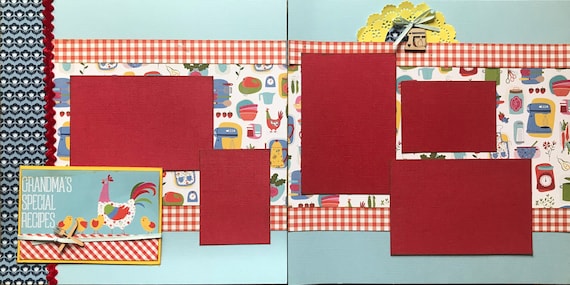Grandma's Special Recipes 2 Page Scrapbooking Layout Kit or Premade Scrapbooking Pages
