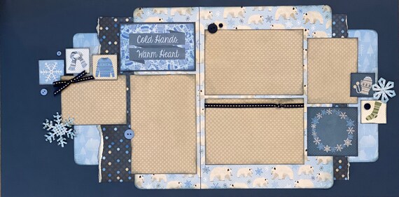 Cold Hands, Warm Heart 2 page Scrapbooking Layout Kit or Premade Scrapbooking Pages