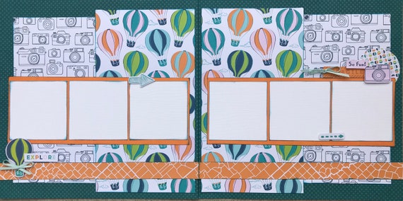 Hot Air Balloon - Explore 2 Page Scrapbooking layout Kit or Premade Scrapbooking Pages