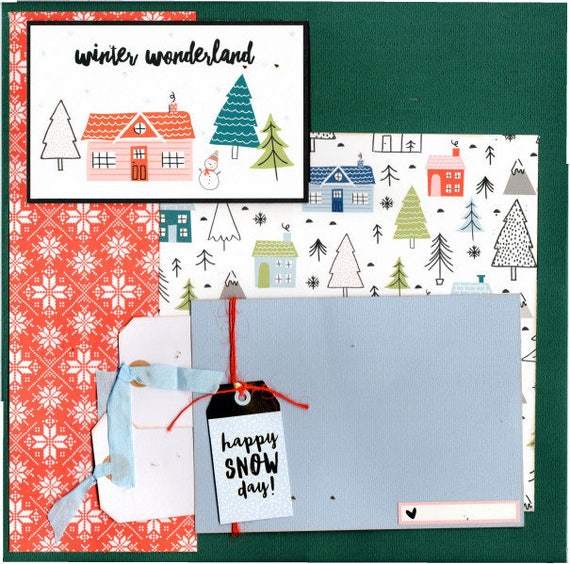 Winter Wonderland - Happy Snow Day - Winter 2 Page Scrapbooking layout Kit