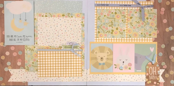 You are My Sun, My Moon and All of My Stars - Sweet Baby Boy 2 page Scrapbooking Layout Kit or Pre Made Pages