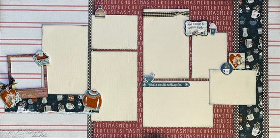 Hot Cocoa and Warm Hugs - Better Together 2 page Scrapbooking Layout Kit or Premade Scrapbooking Pages