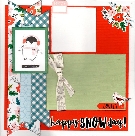 Happy Snow Day - Winter 2 Page Scrapbooking layout Kit