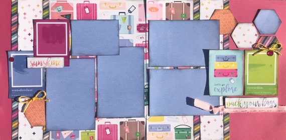 Let's Go Explore! 2 Page Scrapbooking layout Kit or Premade Scrapbooking Pages