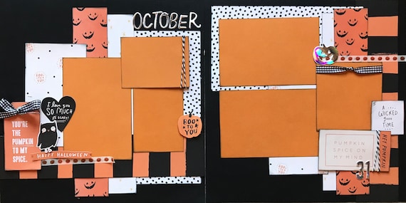 You're the Pumpkin to my Spice - Pumpkin Spice on my Mind 2 Page Scrapbooking Layout Kit or Premade Scrapbooking Pages