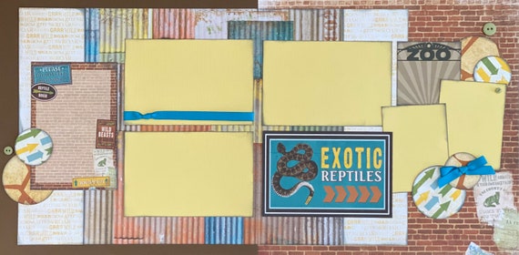 Exotic Reptiles - Zoo 2 Page Scrapbooking Layout Kit or Premade Pages