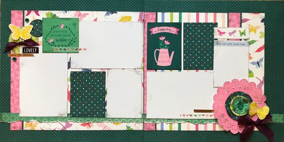 Happiness Blooms from Within - Happy Day 2 Page Scrapbooking layout Kit or Premade Scrapbooking Pages